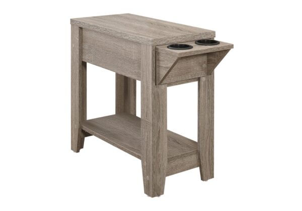 Accent Side Table, Storage, Lamp, Transitional - Taupe