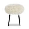 Alberta - Mongolian Sheepskin Round Ottoman - Latte Beige - Image 2