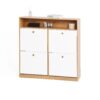 Shoe Storage Cabinet With 4 Flip Drawers And Wooden Handle For Entryway - Natural - Image 15