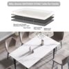63" Modern Artificial Stone White Straight Edge Black Metal Leg Dining Table, 6 People - White / Black - Image 10