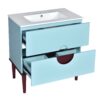 Bathroom Vanity Cabinet With Ceramic Sink Combo Set, Frame Modern Bathroom Storage Cabinet With 2 Drawers - Blue - Image 12