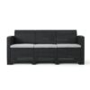 Outdoor 3 Seater Rattan Sofa With Water Resistant Cushions - Gray - Image 4