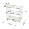 Elegant Acrylic Bar Cart With Tempered Glass Shelves And Rattan Metal Frame - Clear - Image 2