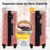 3 Piece Luggage Set Hardside Spinner Suitcase With Tsa Lock 20" 24' 28" Available - Rose Gold - Image 5