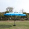 15 X 9 Ft Double Sided Outdoor Market Umbrella With Lights And Base Rectangular Twin Canopy - Blue - Image 21