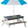 Wooden Kids Picnic Table, Sand And Water Table With Umbrella, Activity Table For Outdoor Backyard Patio Play - White / Gray - Image 13