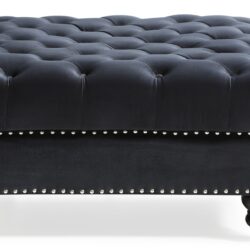 Elegant Traditional Upholstered Ottoman For Living Spaces - Black