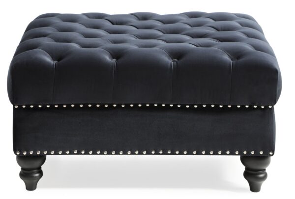 Elegant Traditional Upholstered Ottoman For Living Spaces - Black
