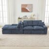 Cloud Sectional Sofa Upholstered Sofa Couch With Double-Layer Cushion And Side Pockets - Blue - Image 7