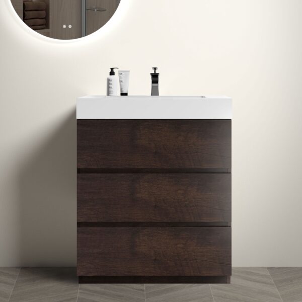 Alice - 30" Bathroom Vanity With Sink, Large Storage Freestanding Bathroom Vanity For Modern Bathroom, One-Piece Sink Basin Without Drain And Faucet - White / Walnut