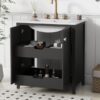 Freestanding Bathroom Vanity Combo With Ceramic Sink Shaker Style Vanities 2 Doors And 2 Drawers - Black - Image 4