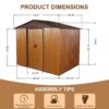 Outdoor Metal Storage Shed With Floor Base - Coffee - Image 6
