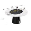 59.05" Modern Artificial Stone Round Carbon Steel Base Dining Table, Can Accommodate 6 People, Black Artificial Stone Turntable - White / Black - Image 10