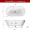 63" Shiny Acrylic Freestanding Soaking Bathtub With Chrome Overflow And Drain, Cupc Certified 22A09-63 - White - Image 5