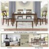 6 Pieces Kitchen Dining Set, Rectangular Wooden Dining Table With 4 Upholstered Chairs And A Bench, Dining Table Set For 6 People - Walnut - Image 7