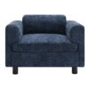 Modern Oversized Armchair Comfy Accent Chair Single Sofa For Living Room Bedroom Office Apartment, Woven Velvet Fabric - Blue - Image 8