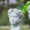 Greek Style Cement Head Planter Indoor Outdoor Home Garden Decor - Gray - Image 10
