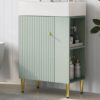 Bathroom Vanity, Combo Cabinet, Bathroom Storage Cabinet, Single Ceramic Sink, Right Side Storage - Green - Image 19