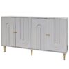 Modern Lacquered 4 Door Wooden Cabinet Sideboard Buffet Server Cabinet Storage Cabinet, For Living Room, Entryway, Hallway, Office, Kitchen And Dining Room - Gray - Image 8