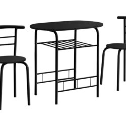 3 Pieces Dining Table Set, Small, Contemporary & Modern - Black