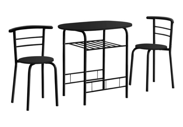 3 Pieces Dining Table Set, Small, Contemporary & Modern - Black