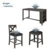 5 Pieces Counter Height Rustic Farmhouse Dining Room Wooden Bar Table Set With 2 Stools And 2 Chairs - Gray - Image 7