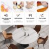 59.05" Modern Artificial Stone Round Carbon Steel Base Dining Table - White / Black - Image 4