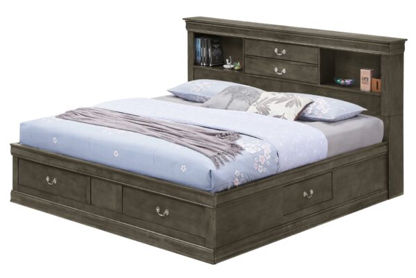 Louis Phillipe - King Storage Bed - Gray
