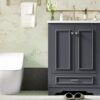 Bathroom Vanity With Ceramic Sink Combo, Modern Freestanding Storage Cabinet With Silver Handles, Soft Closing Doors - Blue Gray - Image 26