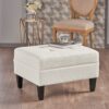 Ottoman With Birch Wood Legs And Cushioned Top For Comfort - Ivory - Image 4