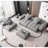 Modern Oversized Modular Sectional Sofa, Sparkling Fabric Soft Cushion Sofa With 6 Pillows, 6 Pieces Diy Combination Tufted Sofa, No Assembly Required - Gray - Image 7