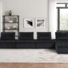 Anna - Velvet 5 Piece Sectional Sofa Ottoman - Midnight - Image 7