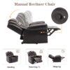 3 Pieces Recliner Sofa Sets Home Theater Seating Manual Recliner Chair With Center Console And Led Light Strip For Living Room - Brown - Image 5