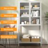 Heavy Duty Metal Storage Cabinet, Display Storage Cabinet With Glass Doors And 2 Adjustable Shelves, Tall Bookcase Modern Bookshelf Cabinet For Home Office, Living Room, Pantry - White - Image 8