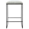 Counter Stool With Faux Linen Seat - Heathered Gray / Matte Black - Image 4