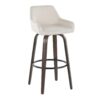Daniella - Contemporary Fixed Height Barstool With Swivel With Round Footrest (Set of 2) - Walnut / Cream - Image 2
