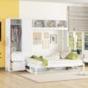Queen Size Murphy Wall Bed With Closet And Drawers - White - Image 9