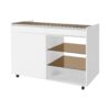 Multi-Functional Storage Island Movable Storage Cabinet Island Vanity Dresser With 3 Side Storage Drawer, A Reversible Top Storage Space And 2 Glass Display Shelves - White - Image 13
