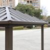 Grill Hardtop Gazebo Outdoor Metal Hard Top Gazebo, Permanent Bbq Gazebo With Galvanized Steel, Aluminum Framed Pavilion With Shelves - Dark Brown - Image 9