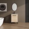 Modern 24" Bathroom Vanity Base With Basin And Storage Cabinet - Oak - Image 2