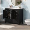 Bathroom Vanity With Ceramic Sink Combo, Abundant Storage Cabinet 2 Soft Close Doors And 5 Drawers - Black - Image 26