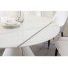 Fashion Modern Sintered Stone Dining Table With Multi Functional Retractable Design And 6 Chairs - Beige / White - Image 4
