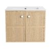 24" Wall Mounted Bathroom Vanity With Ceramic Sink And 2 Soft Closing Doors - Oak - Image 10