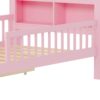 Twin Size Bed With Headboard Storage Rack, 2 Under Bed Drawers, 3 - Side Guardrails For Safety And Security - Pink - Image 11
