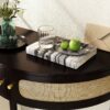 Boho Rattan Semi Circle End Table With Sliding Door, Elegant Wood Accent Table With Storage And Bottom Shelf - Black - Image 8