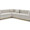Contemporary Vertical Channel Tufted Velvet Sectional Sofa For Living Room With 4 Pillows - Beige - Image 2