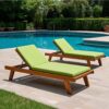 2 Piece Outdoor Chaise Lounge Chair Cushion Set With Pillow, Replacement Patio Seat Cushions - Apple Green - Image 9