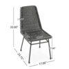 Aluminum And Rattan Chat Set, Outdoor Patio Set Includes Rattan Dining Chair Set Of 2 And C Shaped Side Table - Dark Brown - Image 3