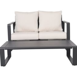 Double Sofa With Rectangular Coffee Table, American Cloth Cushion Tino Tino - Milky White