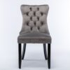 Nikki - Modern, High-End Tufted Solid Wood Contemporary Velvet Upholstered Dining Chair With Wood Legs Nailhead Trim (Set of 2) - Gray - Image 3